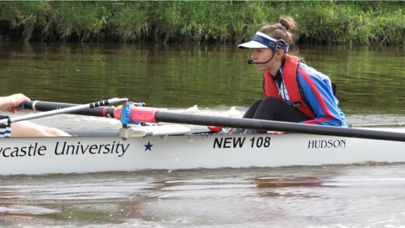 Newcastle Uni student Asa as a coxswain for the rowing team