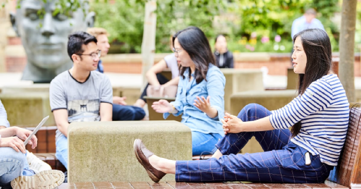 Students chatting in the Student Forum, Newcastle University