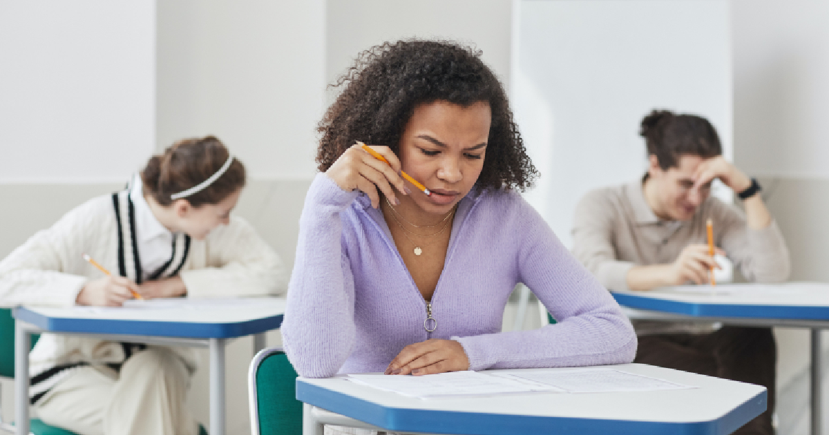 Student sitting an exam